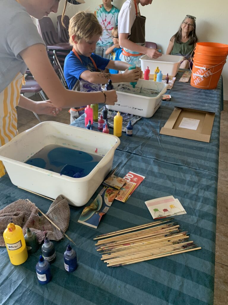 Set up for water marbling.